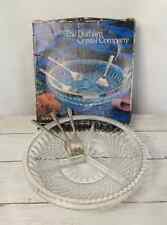 Durham Crystal Co Hors D'oeuvre Dish, Silver Plated Rim And Forks