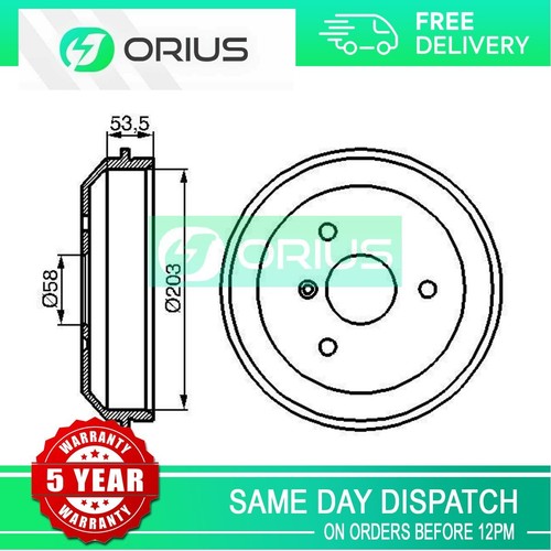 Brake drum rear orius - drum, fits