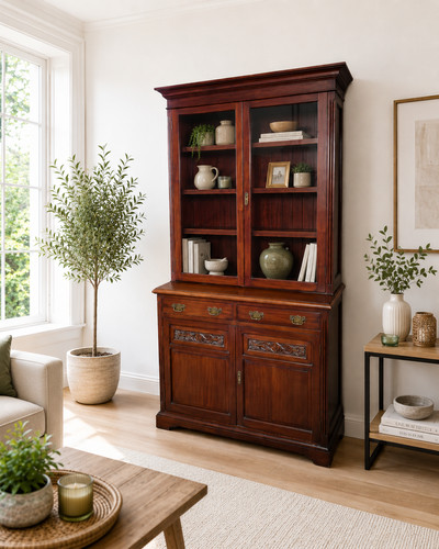 Antique walnut bookcase - antique,