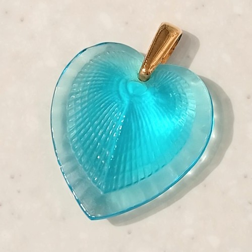Lalique blue heart pendant - heart,