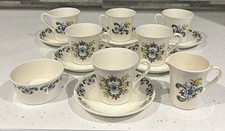 Figgjo Flint Hand printed Silkscreen Coffee Cups, Saucers, Milk Jug & Sugar Bowl