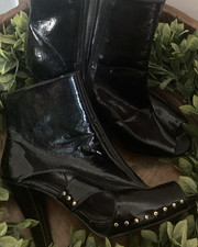 e. Black Patent Leather Peep