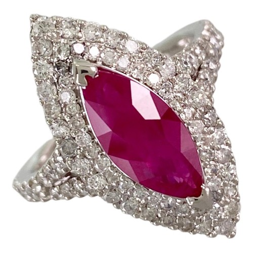 Ring platinum ruby - platinum, diamond