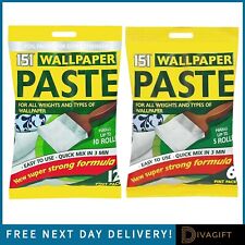 WALLPAPER PASTE 5 ROLLS 10 ROLLS ALL PURPOSE QUICK STRONG ADHESIVE XTRA STRENGTH