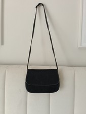 Nicole Farhi Vintage Calf Hair Leather Shoulder Bag Clutch Made In Italy Black