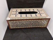 Handmade Wood Tissue Box inlaid Mother of Pearl