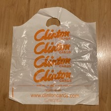 Clinton Cards Vintage Plastic Carrier Bag Medium White & Orange
