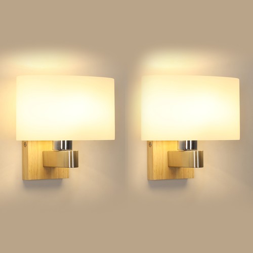 2pcs wall light wooden indoor - wooden,