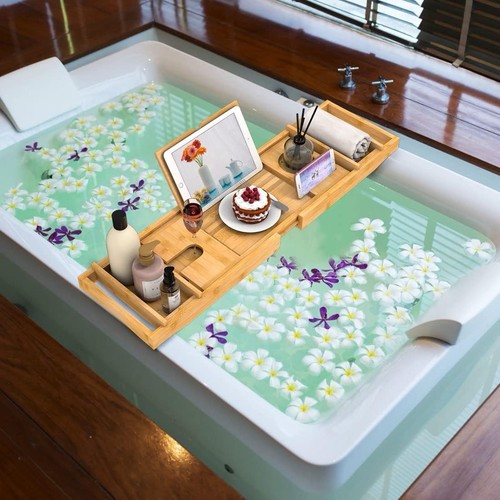 Bamboo bathtub tray bath - tray, tub