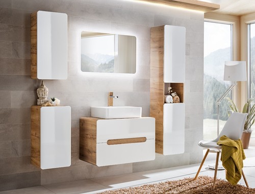 White gloss oak effect - white,