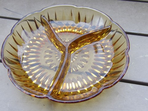 Vintage amber coloured pressed