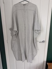 Oska Linen Shirt Dress Grey