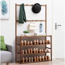 Entryway Coat Rack Hall Tree Shoe Storage Stand Shelf Scarf Handbag Hanger