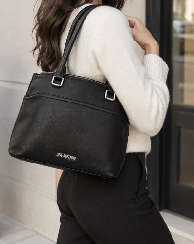 Black faux leather - faux-leather, structured