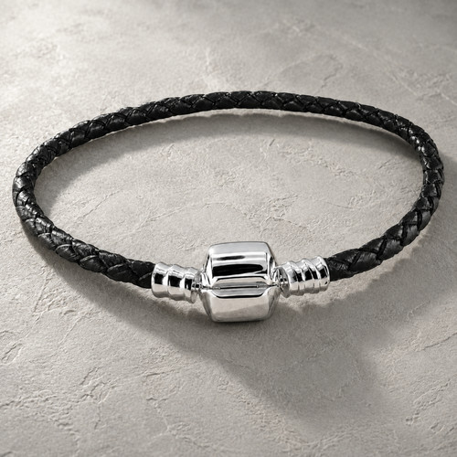 Real leather charm bracelet - charm,