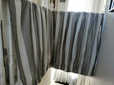 Dunelm Grey and White Lined Voile curtains 67" x 87" (178cmx229cm)
