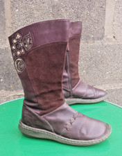 FAT FACE CHESTNUT BROWN LEATER&SUEDE BOOTS UK 6.5 EUR 40.