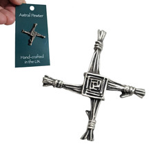 St Brigid's Cross Pin Badge Pewter Irish Goddess Brooch Lapel Bag Coat Jewellery