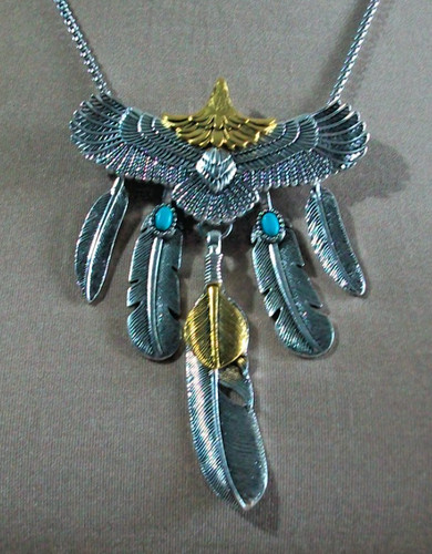 Silver gold tone eagle - silver, with