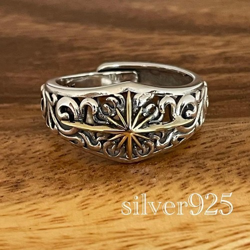 Silver 925 compass rose ring - rose,
