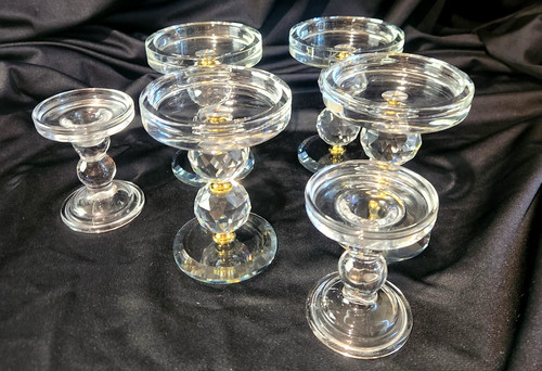 Clear glass candle holders - 6,
