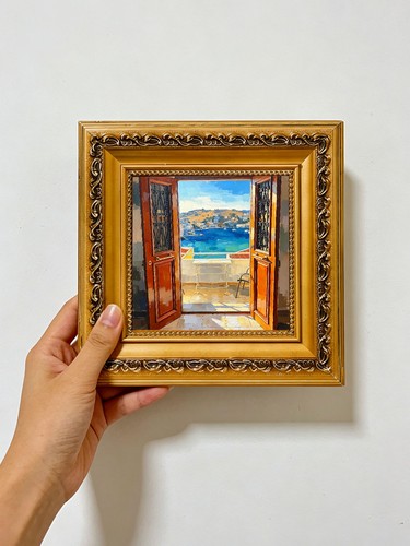 Open wooden door mediterranean - door,