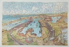 1920's GWR Chad Valley wooden Jigsaw Puzzle Swansea Docks Complete NO box