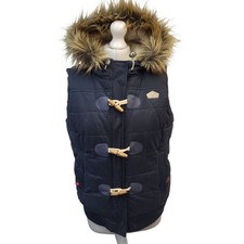 Superdry Toggle Puffer Gilet Black Hooded Zipped Uk Women's Size XL FF126