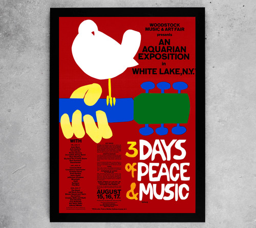 Woodstock music 1969 framed - music,
