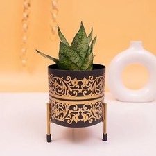 Planter Stand Flower Pot with Stand Garden Metal Indoor Outdoor Side table Pot