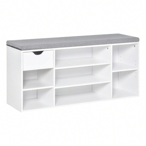 White grey shoe storage bench - grey,