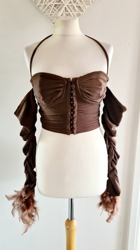 Ladies plt brown halterneck - brown,