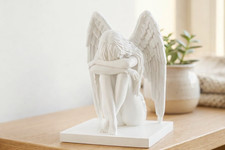Graceful crying angel ornament