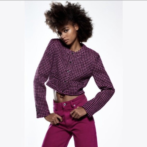 Zara dark pink textured tweed - zara,