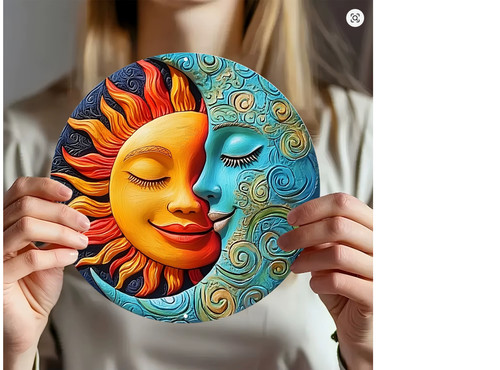 Sun moon metal - sun, plaque