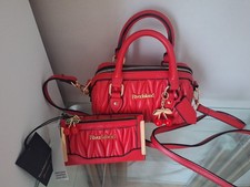 River Island Red Mini Bowler Bag with Shoulder Strap and Matching Purse