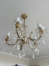 Ornate Brass 5 Light Chandelier Ceiling Light Vintage Style