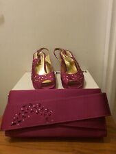 Marino Carlo Ladies Burgundy Colour Dressy Sling Back Shoes & Matchg Bag.UK 40/7