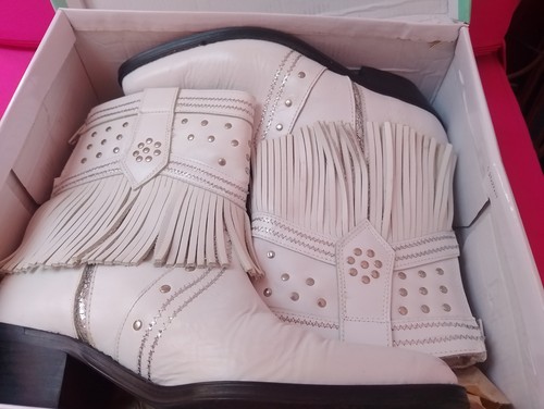 Womens white leather cowboy - white,
