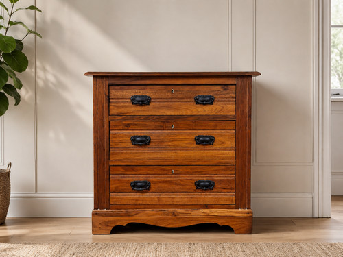 Vintage solid walnut chest - solid,