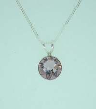 STERLING 925 SILVER PREMIUM AUSTRIAN CRYSTAL BIRTHSTONE PENDANT & NECKLACE + BOX