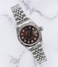 Ladies Rolex Datejust in Steel & W Gold with Chocolate Diamond Dial Box / Paper