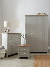 Atlanta 3 Piece Package 3 Door Wardrobe Chest Bedside - Grey Oak Bedroom Set