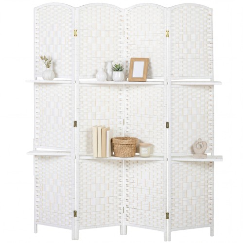 Homcom white panel folding - white, 4-panel
