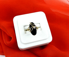 Vintage Solid 10K Gold Black Onyx Marquise Ring Art Deco Style 3 Grams Jewelry