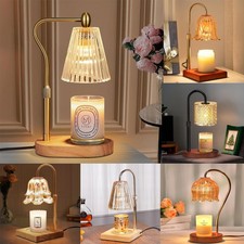 Candle Warmer Lamp Burner Melter Lamp with Two Bulbs Dimmable Wood Base Light UK