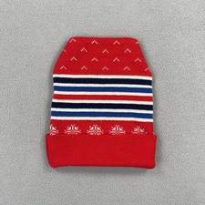 Vintage Swedish Ski Hat Red White 100% Acrylic Winter Snowflake Classic Knit 90s