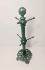 Vintage Traditional Green Cast Iron Mug Tree Holder, 6 Mug Kitchen Hanging Stand
