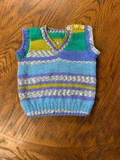 Boys Blue & Green Warm Sleeveless Jumper Tank Top | 2-3 Years