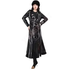 Women PVC Leather Trench Vinyl